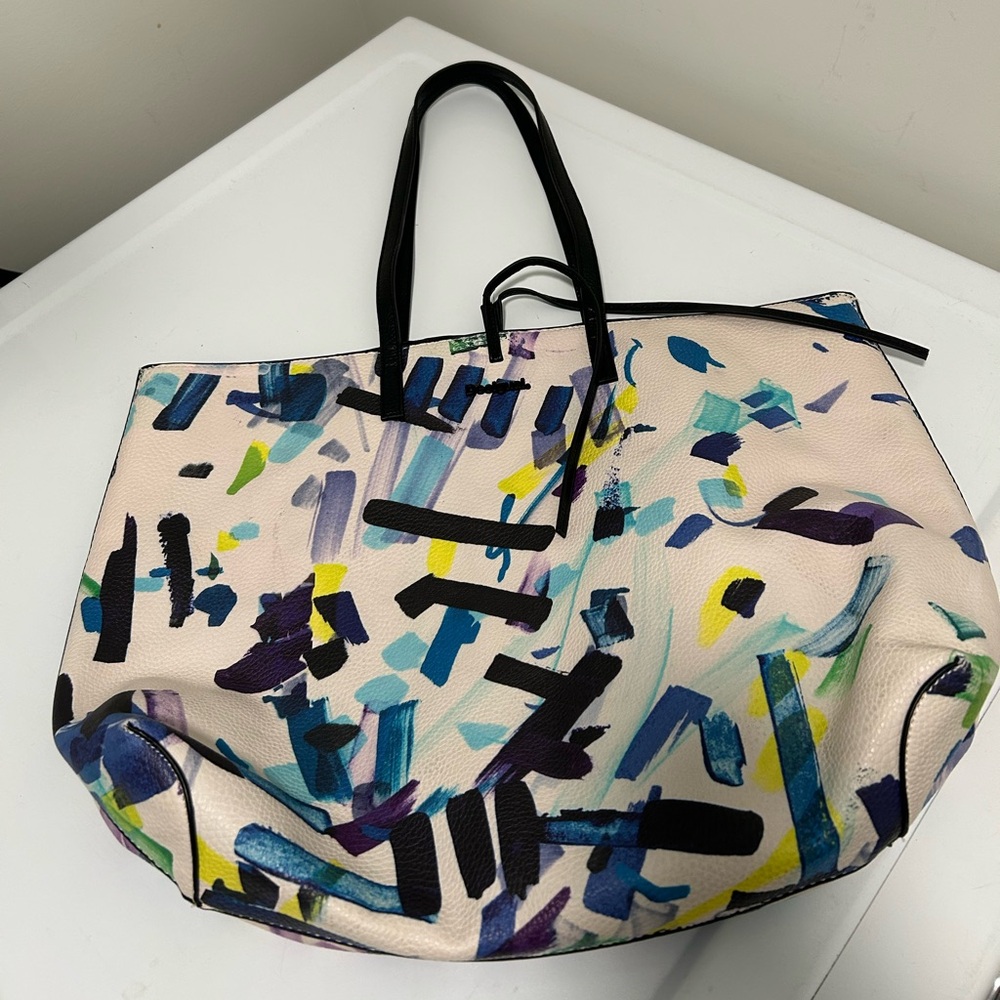 Desigual Confetti Seattle Shopper Tote Bag Cream Blue Multi